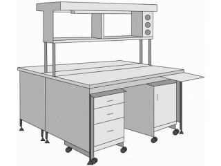 Стол лабораторный островной для физ.исследований 455.11-01 1550х1400х1724 (островной)